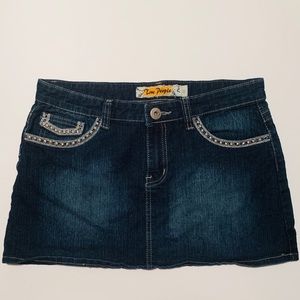 Juniors True People Stud Embellished Jean Skirt